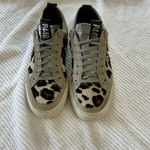 P448 Woman’s  Sneakers with Leopard and Gray Accents